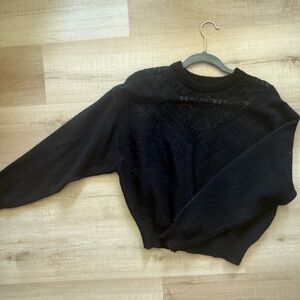 Elegant Black Women's Sweater with lace neck (NWOT)